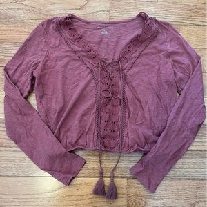 NWOT American Eagle Eyelet Lace-Up Top